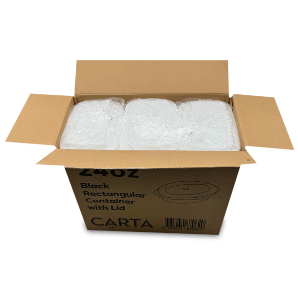 Carta-Black-Rectangular-Container-with-Lid-(24oz)-150pcs
