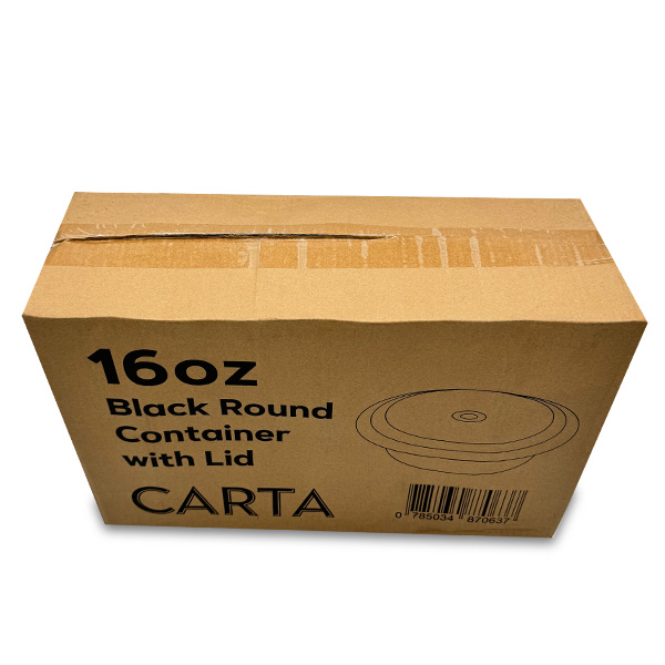 Carta-Black-Round-Container-with-Lid-(16oz)-150pcs