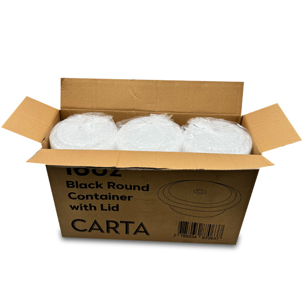 Carta-Black-Round-Container-with-Lid-(16oz)-150pcs