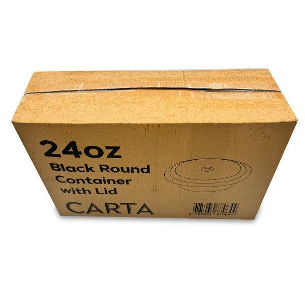 Carta-Black-Round-Container-with-Lid-(24oz)-150pcs